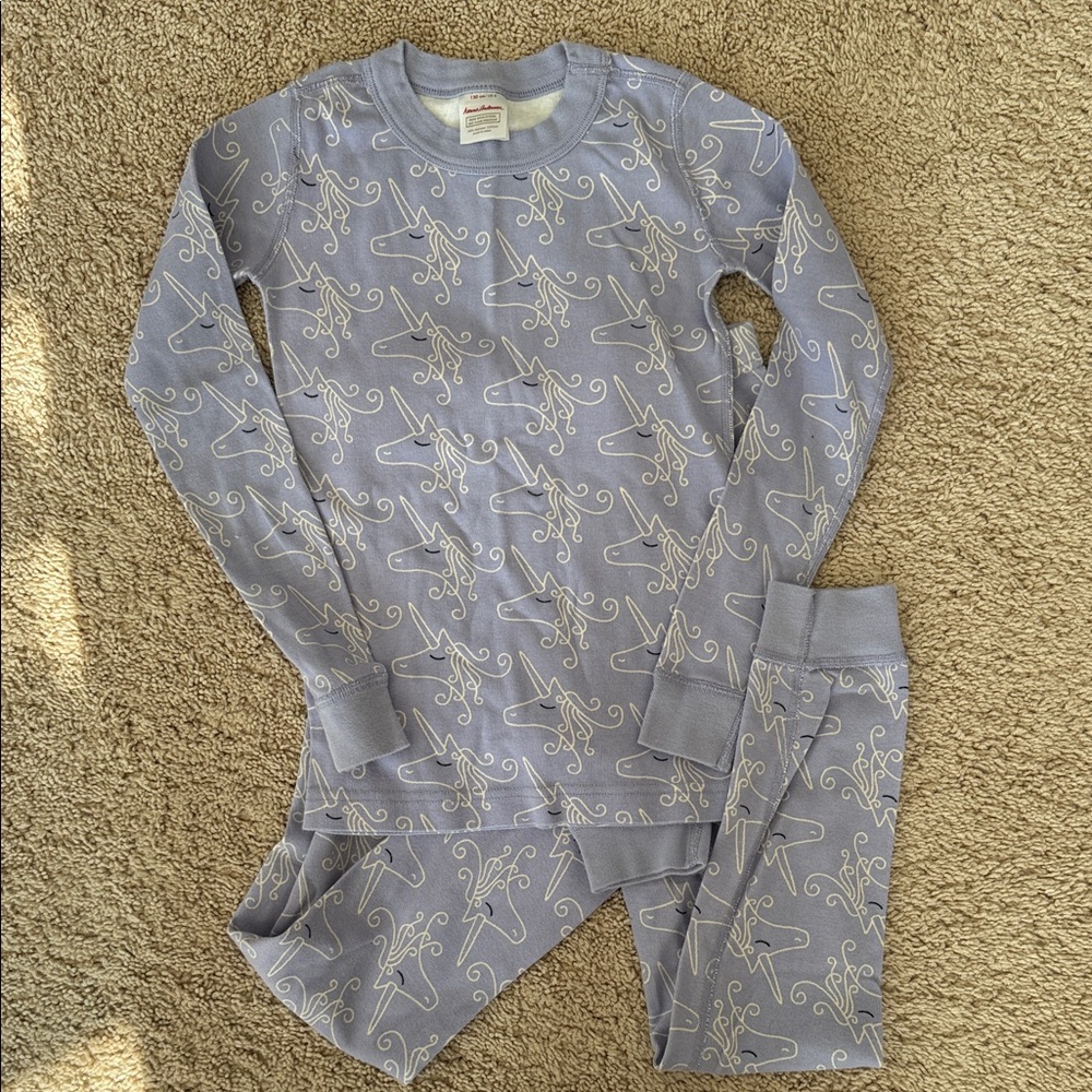 Hanna Anderson Kids Pajamas in Periwinkle with White Unicorns
